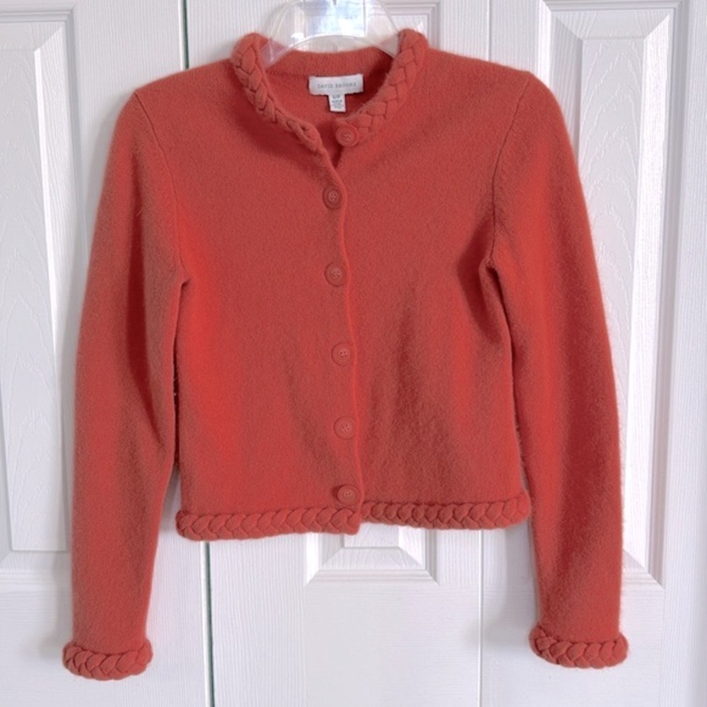 *LIKE NEW* David Brooks Women’s Apricot Lamb’s Wool/Angora Cardigan- Size S